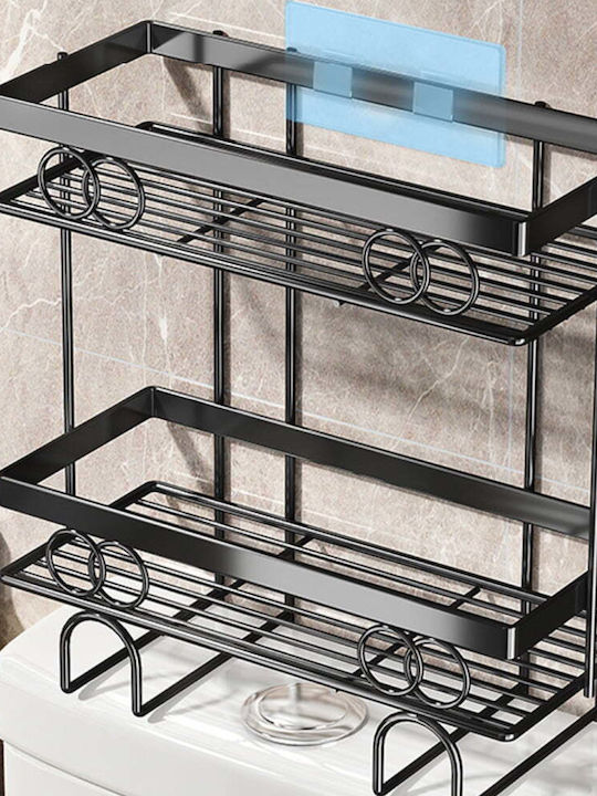 Quasar Badewannenregal Metallisch mit 2 Regalböden 37x15x34cm Schwarz