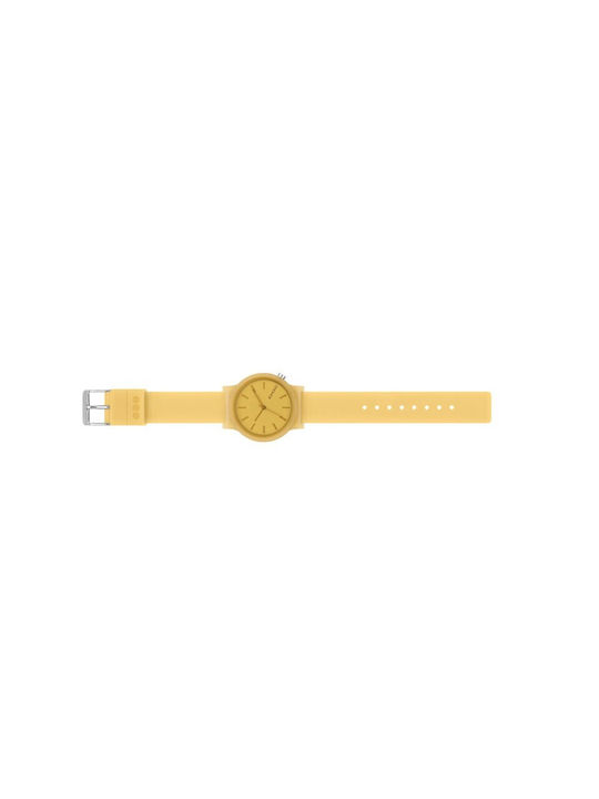 Komono Mono Γυναικείο Ρολόι 38.8mm Μπαταρίας με Κίτρινο Καουτσούκ Λουράκι