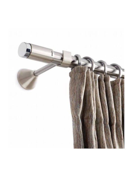 Metallic curtain rail Aslanis Home Titan Φ25mm Satin Nickel - With second tube Ø20 | 160 Cm