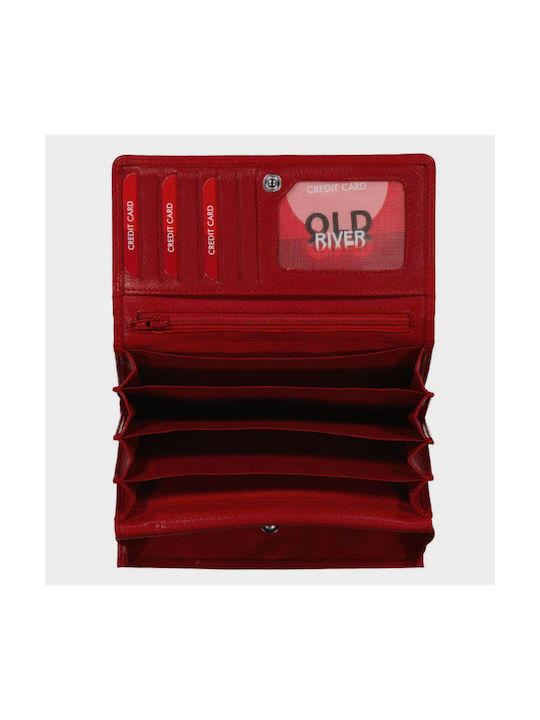 Old River Large Leather Women's Wallet Cards Red