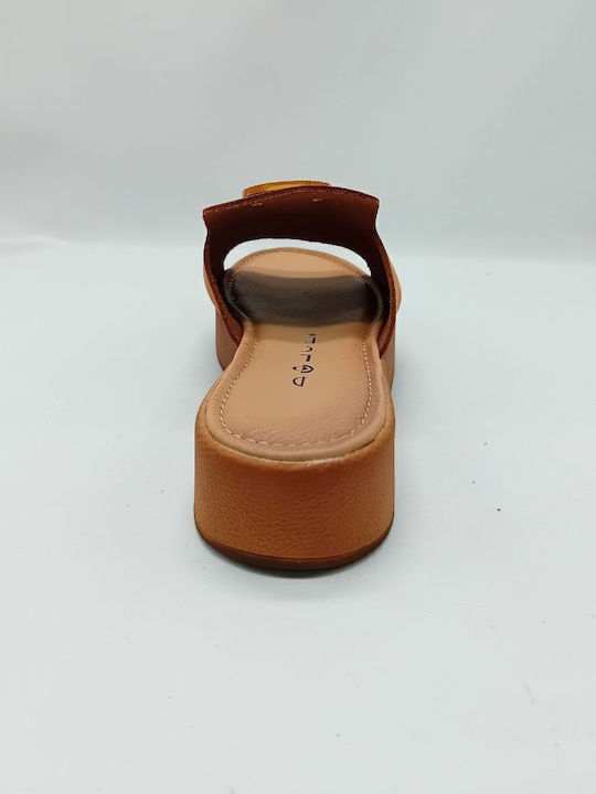 Δερμάτινα Γυναικεία Ανατομικά Σανδάλια Flatforms Ταμπά