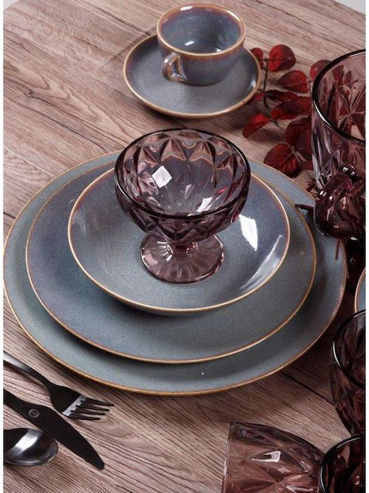 Cryspo Trio Plate Shallow made of Porcelain Blue with Diameter 27cm 6pcs