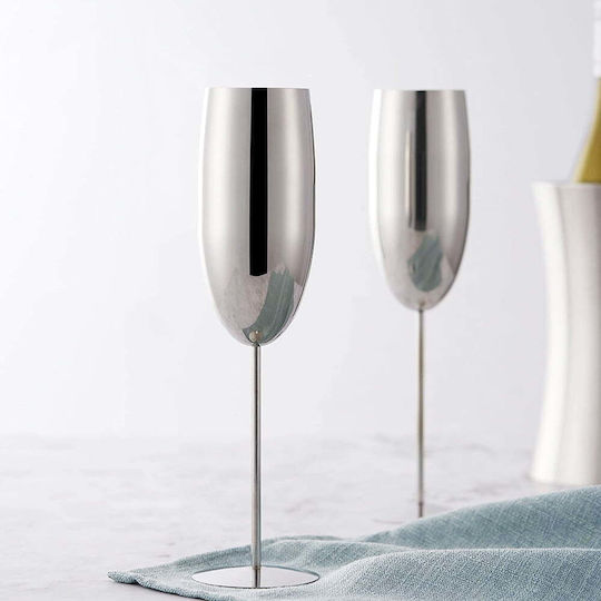 Quasar Glass Set Champagne made of Stainless Steel in Silver Color Stacked 260ml 4pcs
