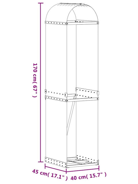 vidaXL Inox Ράφι Αποθήκευσης Ξύλων 40x45x170cm Καφέ