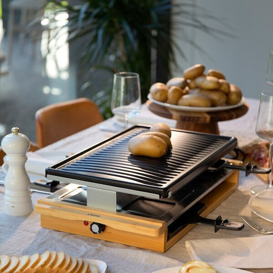 Livoo Tabletop Electric Grill Raclette Ribbed Plate 1200W with Adjustable Thermostat 38cmx23cmcm