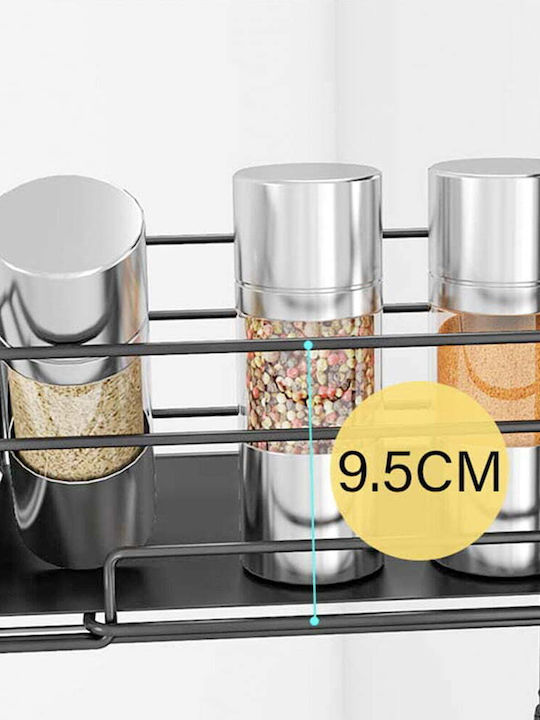 Quasar Металик Кухненски Стелаж Тролей 3 Позиции Черен 36x24x64см