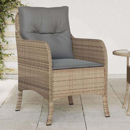 Outdoor-Sessel Rattan Beige mit Kissen 2Stück 48x51x86εκ.