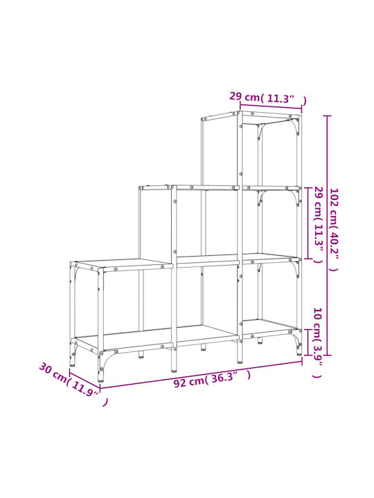Bibliotecă Gri 92x30x102cm