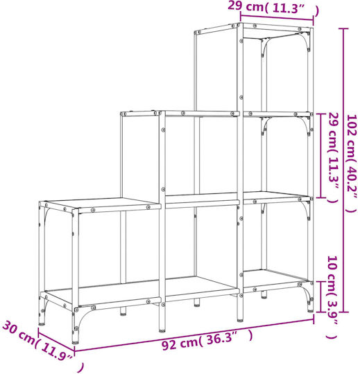 Bibliotecă Gri 92x30x102 cm