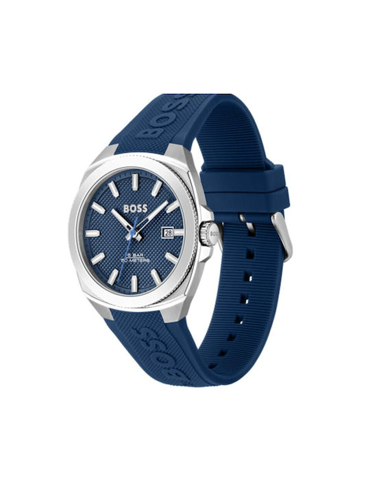 Hugo Boss Uhr Chronograph Batterie mit Blau Metallarmband