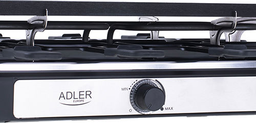 Adler Tabletop Electric Grill Raclette Ribbed Plate 1400W Inox with Adjustable Thermostat 42cmx23cmcm