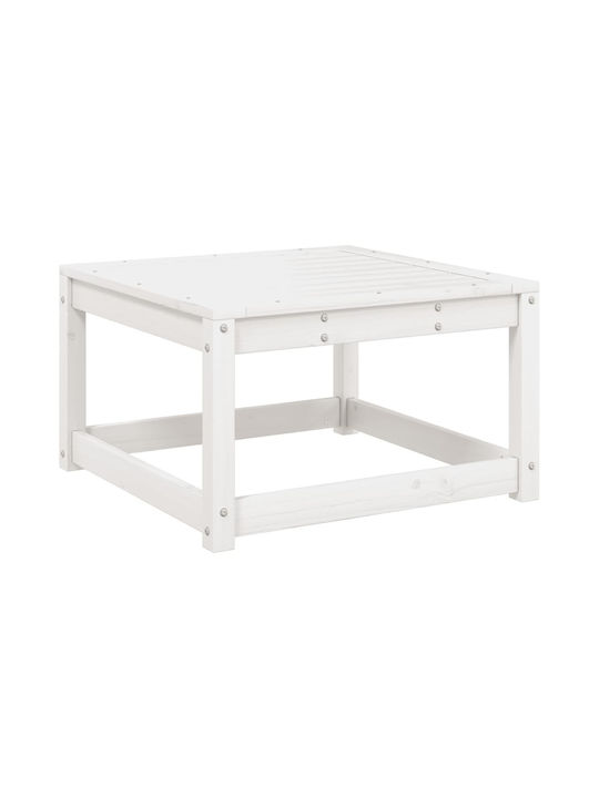 Wooden Cube Garden Stool with Cushion White 63.5x63.5x38cm