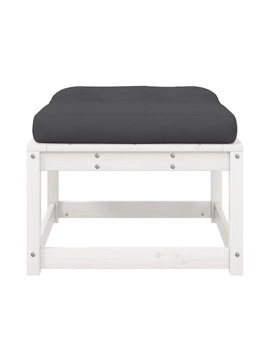 Wooden Cube Garden Stool with Cushion White 63.5x63.5x38cm