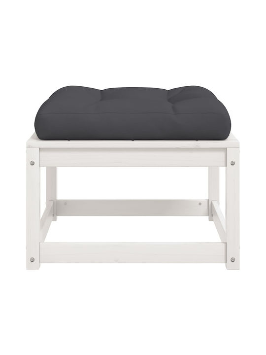 Wooden Cube Garden Stool with Cushion White 63.5x63.5x38cm