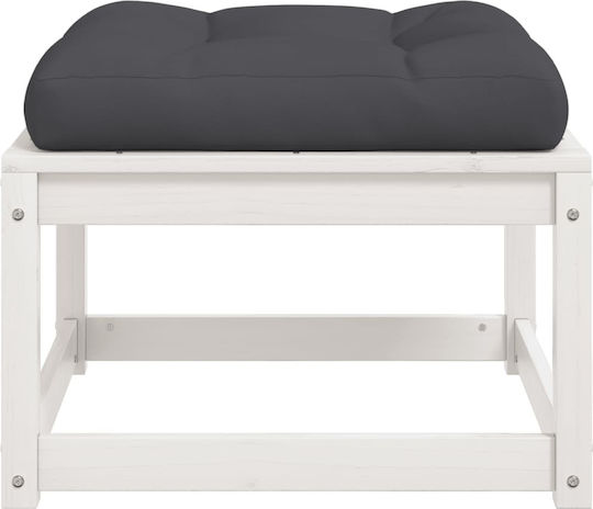 Wooden Cube Garden Stool with Cushion White 63.5x63.5x38cm