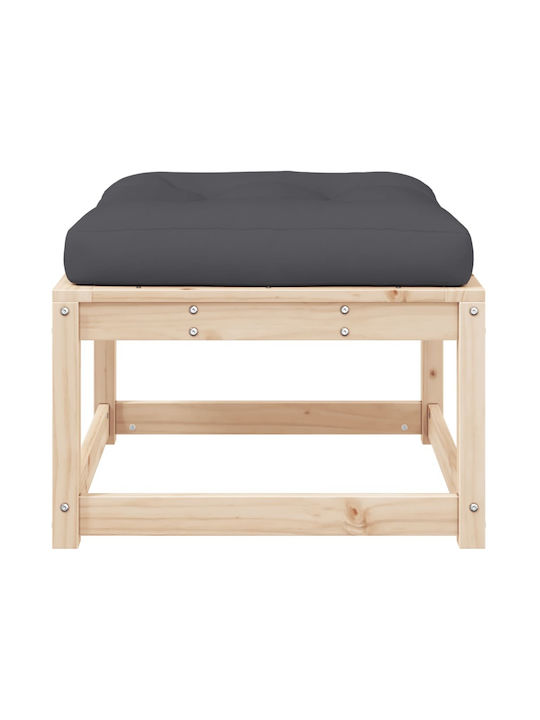 Wooden Garden Stool Cube Outdoor with Brown Cushion