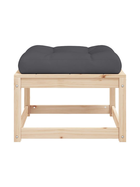 Wooden Garden Stool Cube Outdoor with Brown Cushion