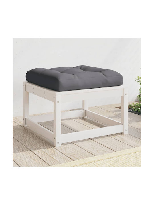 Wooden Cube Garden Stool with Cushion White 63.5x63.5x38cm