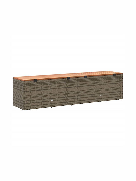 vidaXL Cutie de depozitare pentru exterior Rattan Gri L220xW50xH54buc