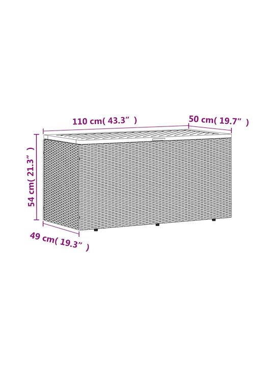 vidaXL Outdoor Storage Box Gray L110xW50xH54cm