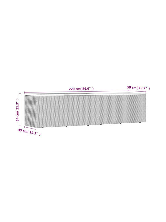 vidaXL Cutie de depozitare pentru exterior Rattan Gri L220xW50xH54buc