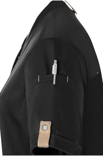Karlowsky Coat Chef 100% Cotton made Female Black with Short Sleeve