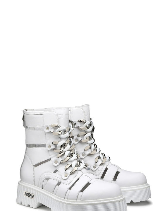 Cult Cut Out Boots Slash 3406 - White Μποτάκια (Γυναικείο Leather White - CLW340601)