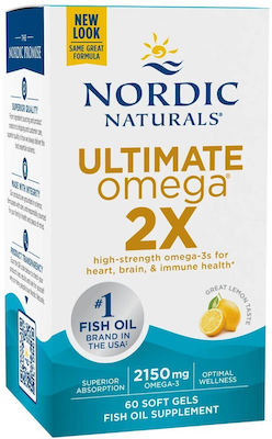 Nordic Naturals Ultimate Omega 3 Ιχθυέλαιο 2150mg 60 μαλακές κάψουλες Λεμόνι