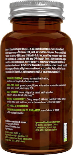 iGennus Vegan Omega-3 & Astaxanthin Fish Oil 600mg 180 caps