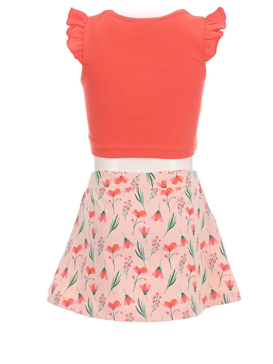 New College Kids Set with Skirt Summer 2pcs Coral floral