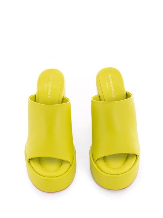 Paloma Barcelo Heel Sandals Angelina - Lime Mules & Παντόφλες , Πέδιλα (Γυναικείο Leather Lime - 8423116)