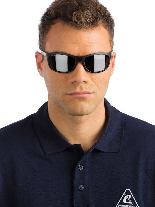 Rocker Herren Sonnenbrille mit Schwarz Kunststoff Gestell und Schwarz Spiegel Linse