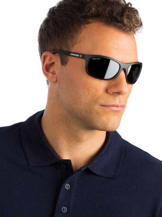 Rocker Herren Sonnenbrille mit Schwarz Kunststoff Gestell und Schwarz Spiegel Linse