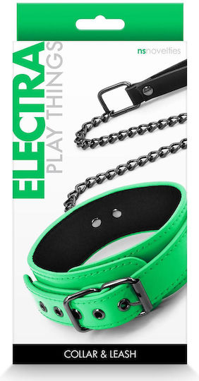 Ns Novelties Electra Collar & Leash Collar Green
