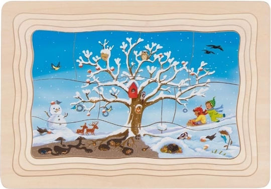Wooden Kids Peg Puzzle 4 Seasons for 3+ years+ Years 13pcs Goki