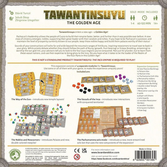 Разширение на играта Tawantinsuyu: The Golden Age за 1-4 играчи 14+ години (EN) Board & Dice