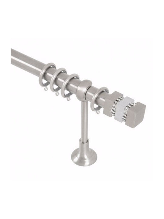 Metallic Curtain Pole Lego Strass Double with Rail Φ35mm 160cm Silver