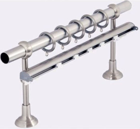 Metallic Curtain Pole Naxos Strass Double with Rod Φ35mm 160cm Silver