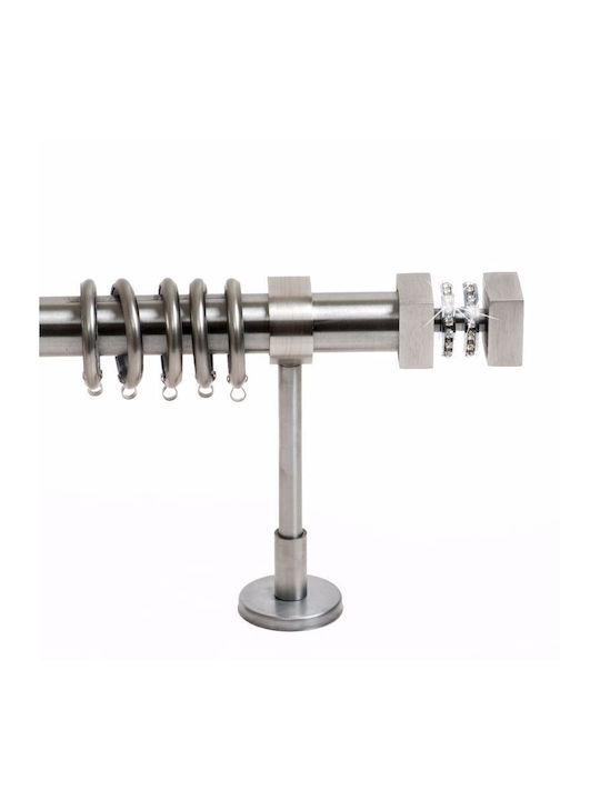 Metallic Curtain Pole Naxos Strass Double with Rail Φ35mm 160cm Silver