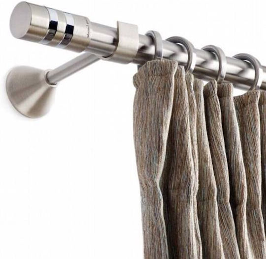 Guy Laroche Metallic Curtain Pole Capital Double with Rod Φ25mm 160cm Silver