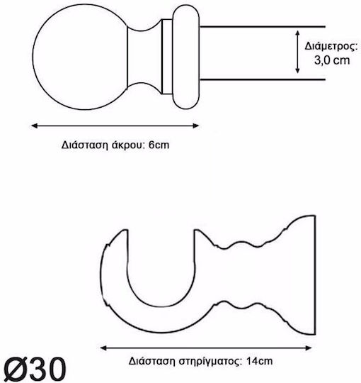 Ramino Дърво Корниз Φ30мм 160бр Орех