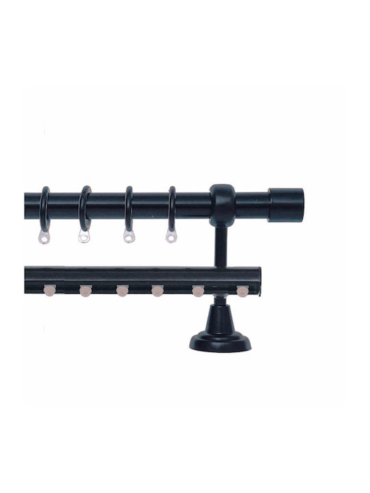 Import Hellas Metallic Curtain Pole Single End Cap Diameter 25mm Length 140cm Black
