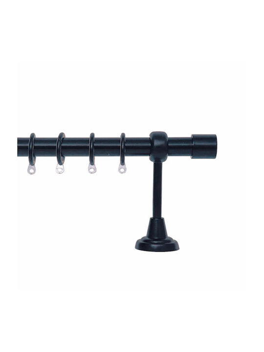Import Hellas Metallic Curtain Pole Single End Cap Diameter 25mm Length 140cm Black