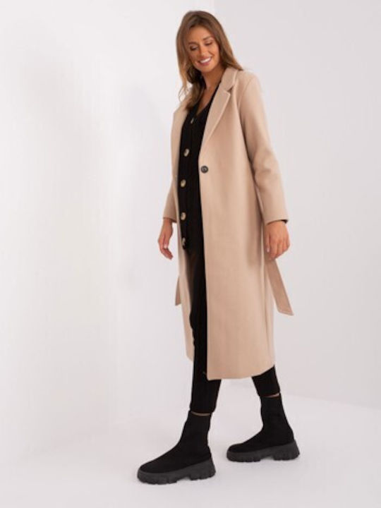 Och Bella Women's Coat with Buttons beige