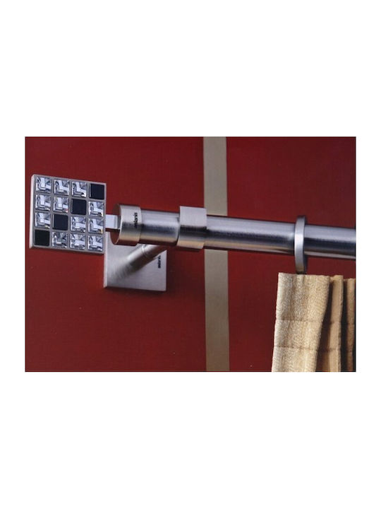 Aslanis Home Μεταλλικό Κουρτινόξυλο Puzzle Διπλό με Σιδηρόδρομο Φ25mm 160εκ. Ασημί