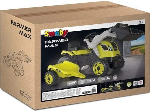 Kids Foot-to-Floor Ride On Tractor with Trailer & Pedal Farmer Max Green