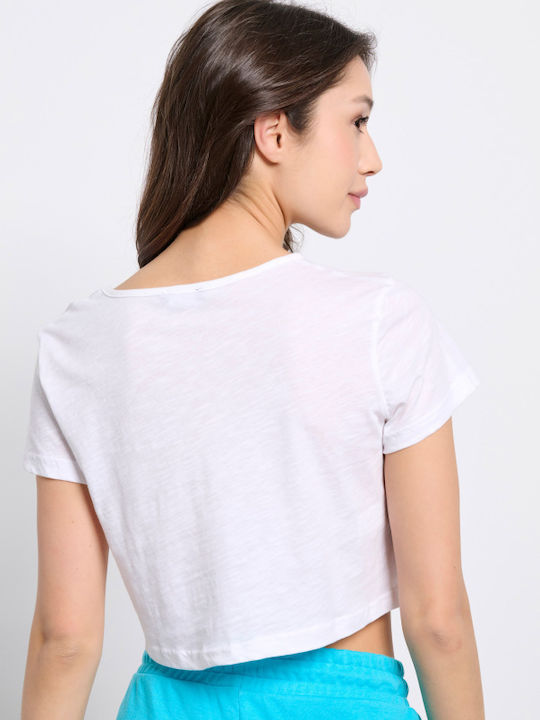 BodyTalk Γυναικείο Crop T-shirt Λευκο