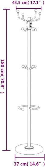 vidaXL Καλόγερος Μεταλλικός Λευκός 37x37x180cm