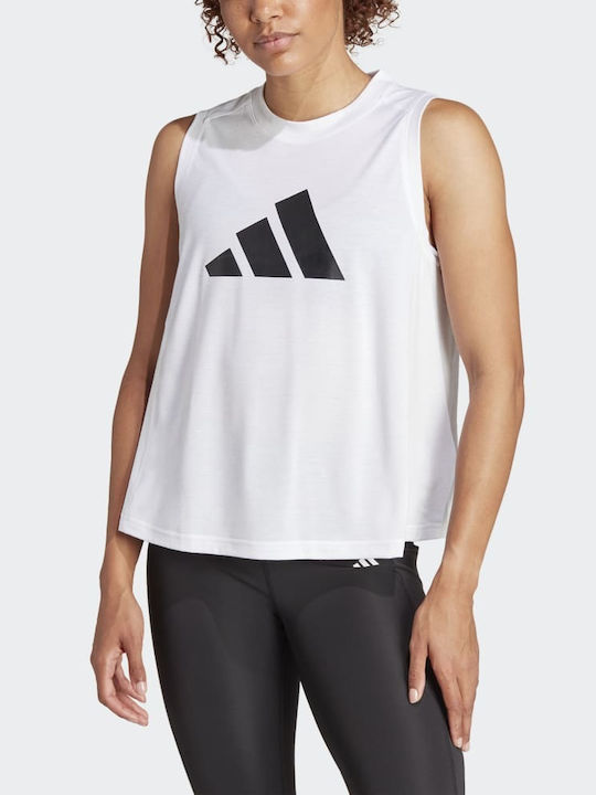 Adidas Γυναικεία Αθλητική Μπλούζα Αμάνικη Fast Drying με Διαφάνεια Λευκό
