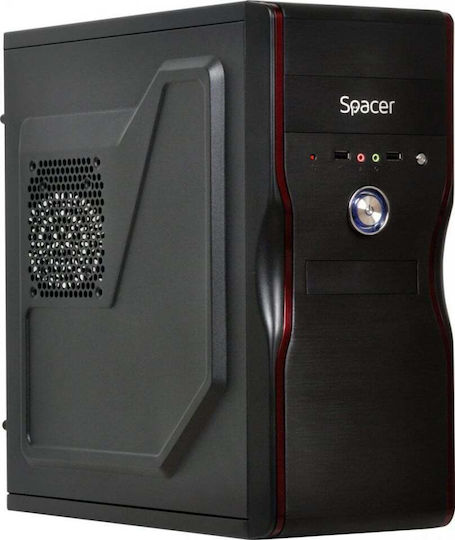 Spacer Mercury Midi Tower Κουτί Υπολογιστή Μαύρο